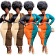 Plus Size Color Block O-Neck Bodycon Pencil Dress HEJ-6098