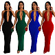 2024 Sexy Lady Backless Halter Hollow Out Bodycon Long Club Dress BY-6831