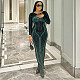 Fashion Printed Lady Backless Round Neck Long Sleeves Slim Long Dress BLG-D2B10936A