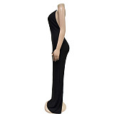 2024 Sexy Lady Backless Halter Hollow Out Bodycon Long Club Dress BY-6831