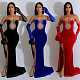 2024 Sexy Strapless Backless Hot Drilling Straps Split Long Party Dress BY-6786