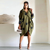 2024 Women Printed Quarter Sleeve Pockets Blouse Dresses YF-10699