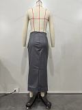 2024 Fashion Women PU Leather Irregular Split Long Skirt OD-8618