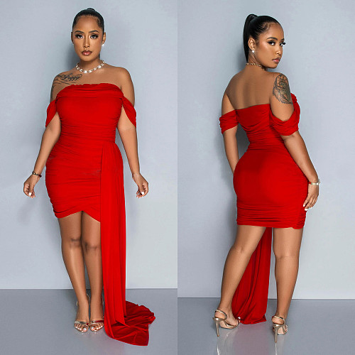2024 New Women Strapless Backless Mesh Mini Dresses BY-6795