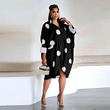 2024 Women Printed Quarter Sleeve Pockets Blouse Dresses YF-10699