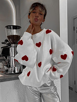 2024 Fashion Girls Love Embroidery Loose Knitted Sweater Tops RS-2060