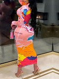 Fashion Women Printed Long Sleeves Slim Bodycon Maxi Dress YH-5315