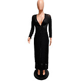 Solid Jacquard Long Sleeve Two Piece Pants Set XT-8202