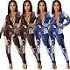 Geometric Print Long Sleeve Onesies+Long Pants Skinny Suit ASL-6309