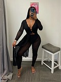 Solid Jacquard Long Sleeve Two Piece Pants Set XT-8202