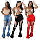 Cut Out Bandage Ripped Hole High Waist Flared Jeans LX-5517