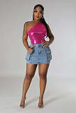 Fashion Women Slim Package Hips Pockets Denim Mini Skirt LX-3555