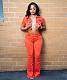 Short Sleeve Lapel Cropped Jacket Slim Pants Outfits MEM-88541