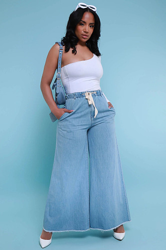 Casual Women Pockets Wide-leg Jeans YUN-51035