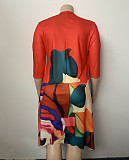 2024 Fashion Printed Lady Irregular Large Size Maxi Dresses TB-5955
