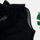 Black Sleeveless Shawl Long-tail Large Size Tops For Girl NY-2423