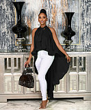 Black Sleeveless Shawl Long-tail Large Size Tops For Girl NY-2423