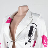 Fashion Ladies Printed White Slim Blazer Top NY-3139