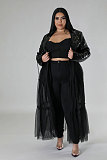 Sexy Mesh Sequined Patchwork Women Long Sleeves Long Tops NY-3138