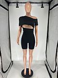 2024 Sexy Oblique Shoulder Hollow Out Black Women Rompers XRB-10072