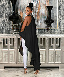 Black Sleeveless Shawl Long-tail Large Size Tops For Girl NY-2423
