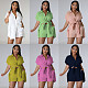 Turn Down Collar Slit Shirts Shorts Two Piece Set ANDI-1507