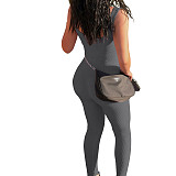 2024 Sexy Women U-neck Sleeveless Backless Slim Sporty Jumpsuit HXZY-0305