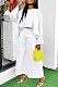 Casual Two-piece Short Front Long Back Flared Sleeve Top Wide-leg Trouser Suit WY-9034