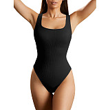 Women's Solid Color U-neck Sleeveless Vest Bodysuit HXZY-0313