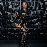 2024 Stylish Printed Girls Black Round Neck Tops And Tight Long Pants MXXB-K23ST610