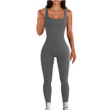 2024 Sexy Women U-neck Sleeveless Backless Slim Sporty Jumpsuit HXZY-0305
