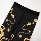 2024 Stylish Printed Girls Black Round Neck Tops And Tight Long Pants MXXB-K23ST610