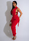 NEW Women Solid Color Side Buttons Long Zipper Pocket Hollow Out Jumpsuit TE-4660