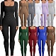 Women Solid Color Square Collar Slim Sporty Jumpsuits HXZY-0323