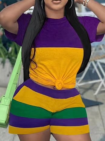 2024 Stylish Prnted Short Sleeve Tops With Shorts 2 Pieces Set RS-B666