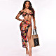Ladies Printed Lace-up Sexy High Slit Beach Dress Suits YF-9930
