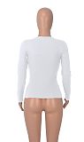 Leisure Girl Square Collar Long Sleeves Solid Color Tops HXZY-0330