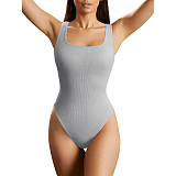 Women's Solid Color U-neck Sleeveless Vest Bodysuit HXZY-0313