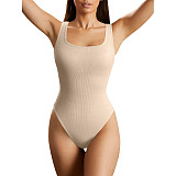 Women's Solid Color U-neck Sleeveless Vest Bodysuit HXZY-0313