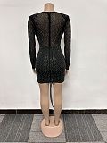 Sexy Hot Drill Drawstring See-through Stretch Slim Mini Club Dress NY-3105