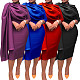 2024 Elegant Lady Pleated Pile Neck Quarter Sleeved Maxi Dress MAE-9073