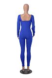 Women Solid Color Square Collar Slim Sporty Jumpsuits HXZY-0323