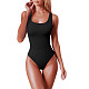 Women's Solid Color U-neck Sleeveless Vest Bodysuit HXZY-0313