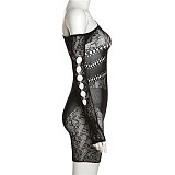 Sexy Hollow Out Mesh Transparent Bodycon Rompers SXE-W22Q24006
