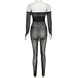 Sexy Mesh Hollow Out High Waist Bodycon Long Jumpsuits SXE-W22Q23718