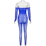 Sexy Mesh Hollow Out High Waist Bodycon Long Jumpsuits SXE-W22Q23718