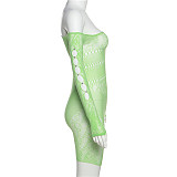 Sexy Hollow Out Mesh Transparent Bodycon Rompers SXE-W22Q24006