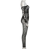 Sexy Mesh Hollow Out High Waist Bodycon Long Jumpsuits SXE-W22Q23718
