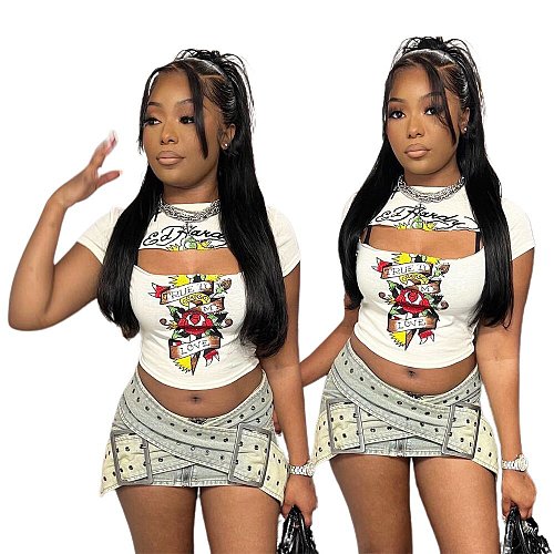 Slim Fit Elastic Waistband Denim Short Skirt MEM-88545