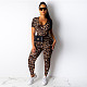 Fashion Leopard Printed Skinny Two Pieces Set YS-8380